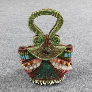 Vintage Mary Frances Beaded Purse Multicolor Embellished Art Deco Artsy 90s